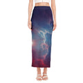 Dark Universe Galaxy Deep Space Print Side Slit Maxi Skirt
