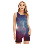 Dark Universe Galaxy Deep Space Print Sleeveless One Piece Swimsuit