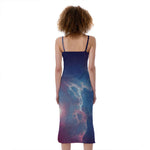 Dark Universe Galaxy Deep Space Print Slim Fit Midi Cami Dress