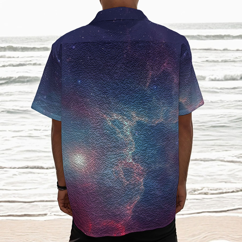 Dark Universe Galaxy Deep Space Print Textured Short Sleeve Shirt