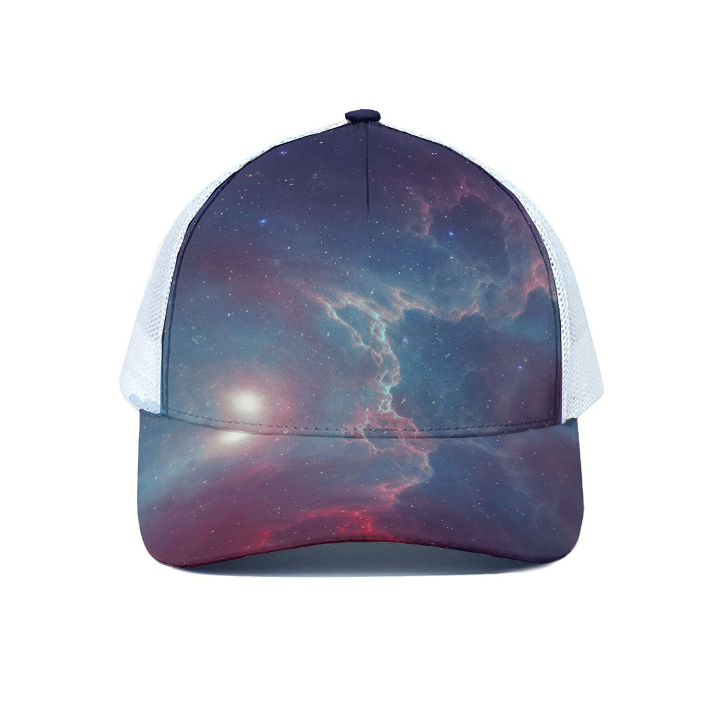 Dark Universe Galaxy Deep Space Print White Mesh Trucker Cap