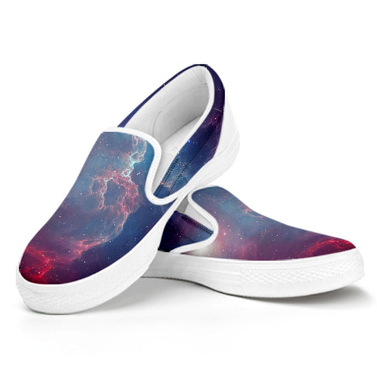 Dark Universe Galaxy Deep Space Print White Slip On Sneakers