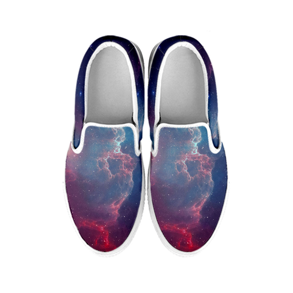 Dark Universe Galaxy Deep Space Print White Slip On Sneakers