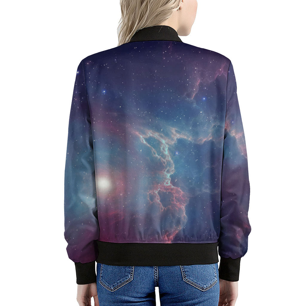 Dark Universe Galaxy Deep Space Print Women's Bomber Jacket