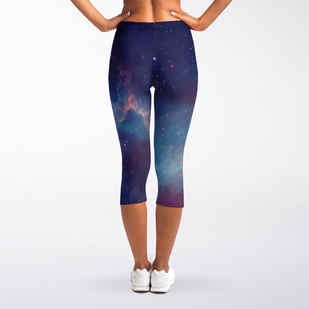 Dark Universe Galaxy Deep Space Print Women's Capri Leggings