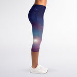 Dark Universe Galaxy Deep Space Print Women's Capri Leggings