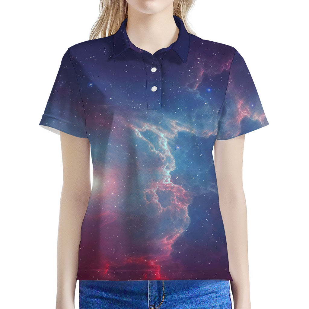Dark Universe Galaxy Deep Space Print Women's Polo Shirt