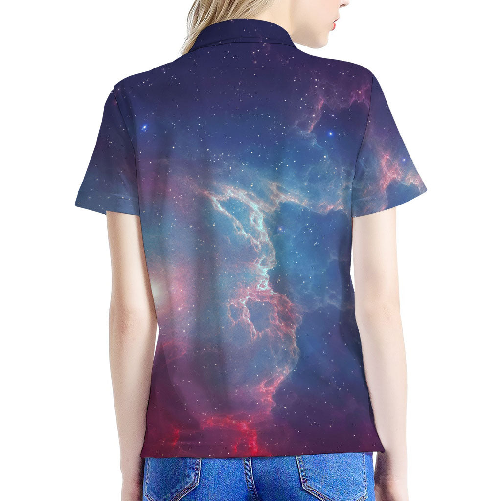 Dark Universe Galaxy Deep Space Print Women's Polo Shirt