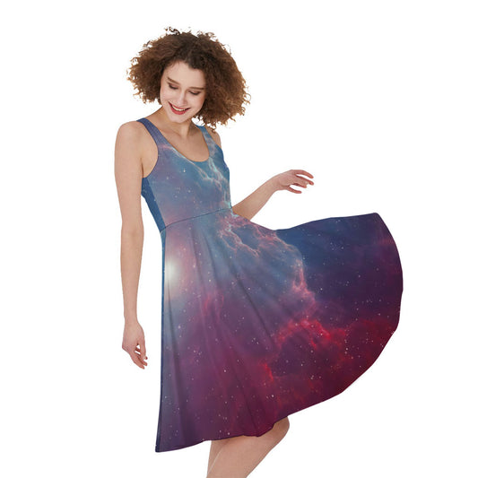 Dark Universe Galaxy Deep Space Print Women's Sleeveless Dress