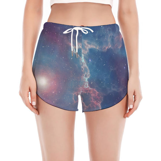 Dark Universe Galaxy Deep Space Print Women's Split Running Shorts