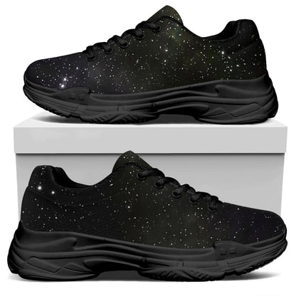 Dark Universe Galaxy Outer Space Print Black Chunky Shoes