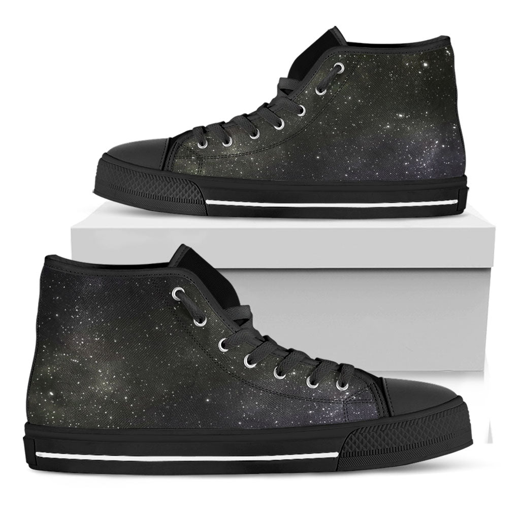 Dark Universe Galaxy Outer Space Print Black High Top Sneakers