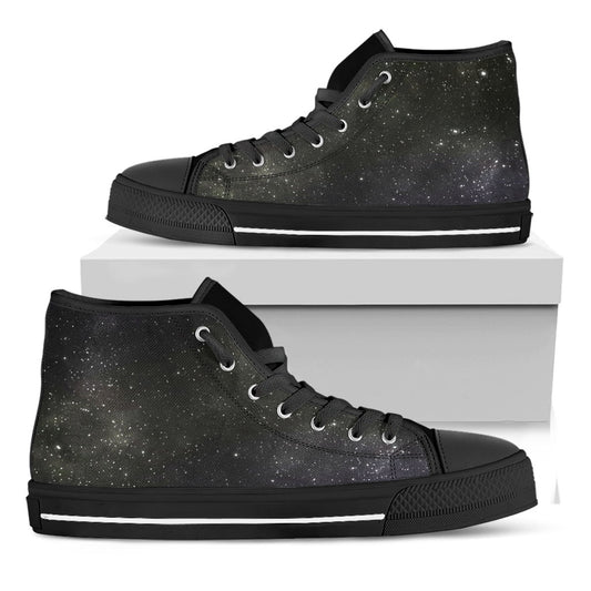 Dark Universe Galaxy Outer Space Print Black High Top Sneakers