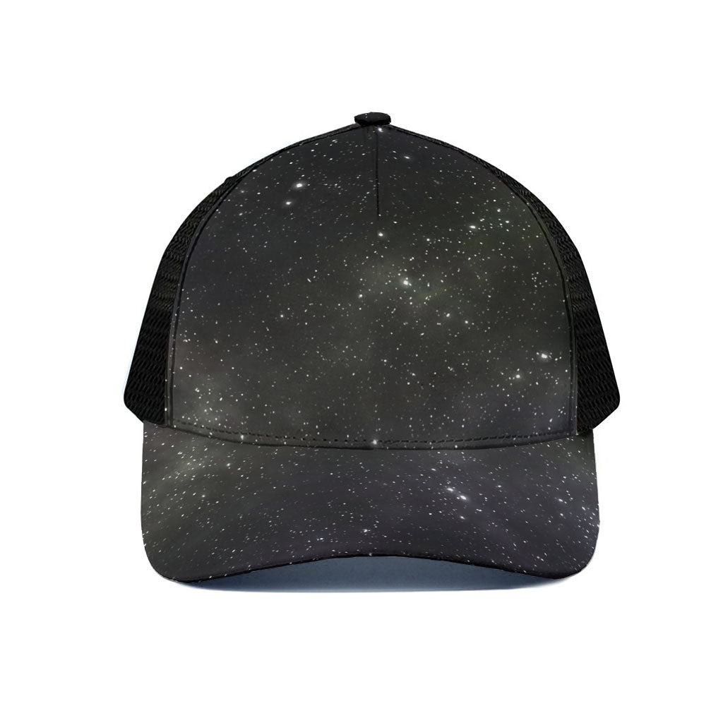 Dark Universe Galaxy Outer Space Print Black Mesh Trucker Cap