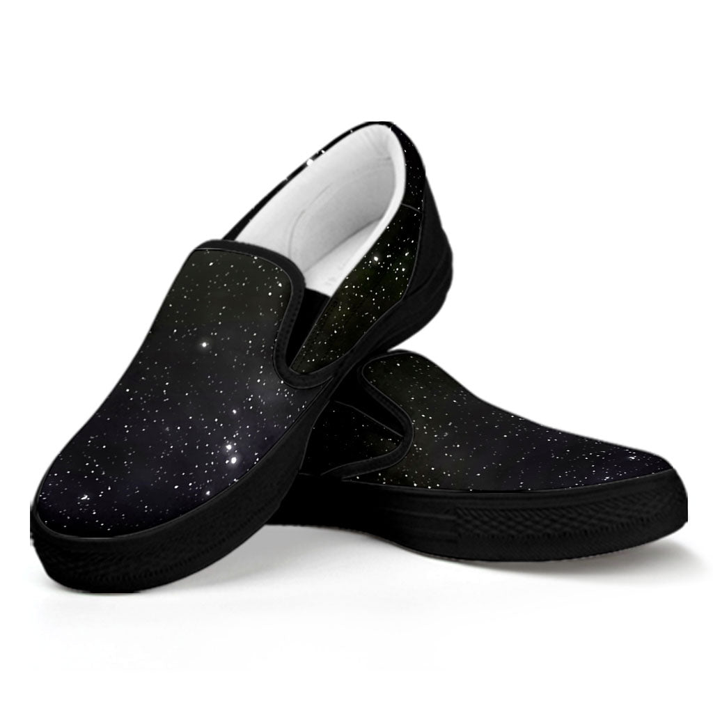 Dark Universe Galaxy Outer Space Print Black Slip On Sneakers