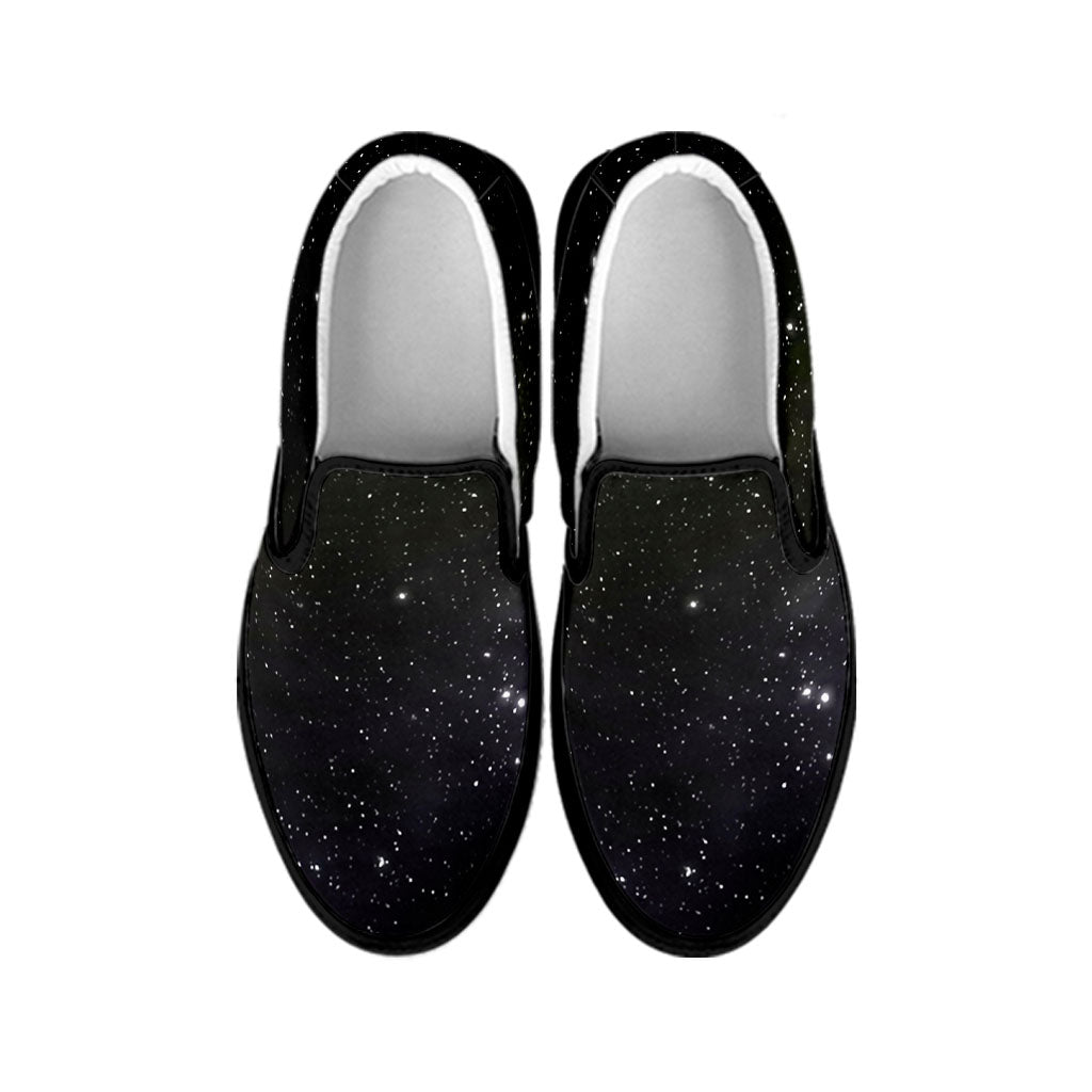 Dark Universe Galaxy Outer Space Print Black Slip On Sneakers