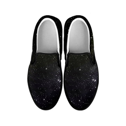 Dark Universe Galaxy Outer Space Print Black Slip On Sneakers