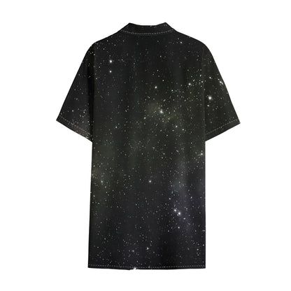 Dark Universe Galaxy Outer Space Print Cotton Hawaiian Shirt