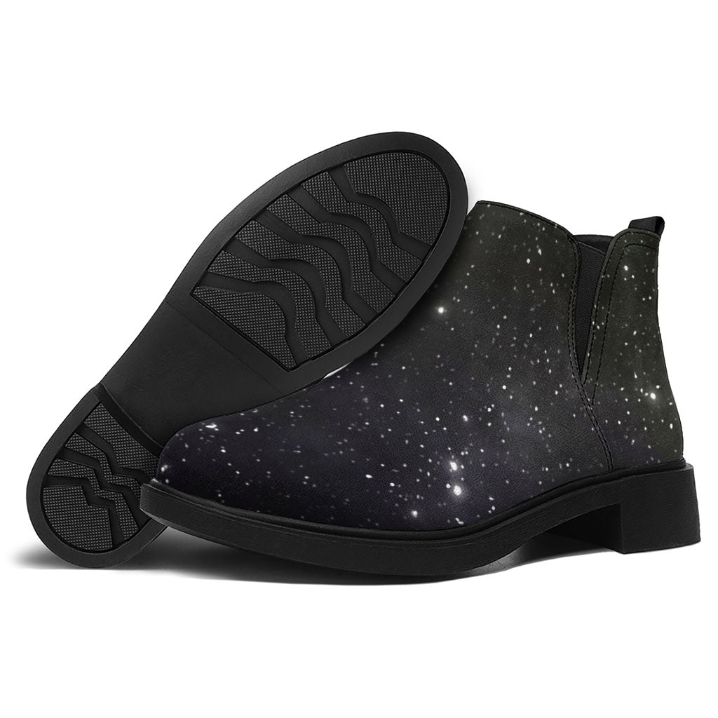Dark Universe Galaxy Outer Space Print Flat Ankle Boots