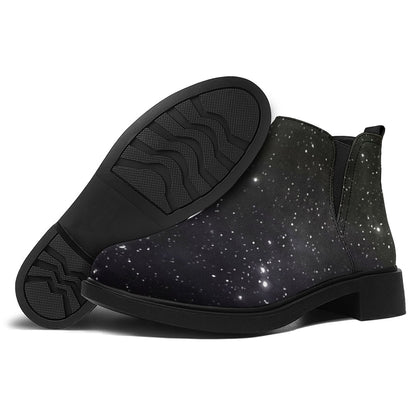 Dark Universe Galaxy Outer Space Print Flat Ankle Boots