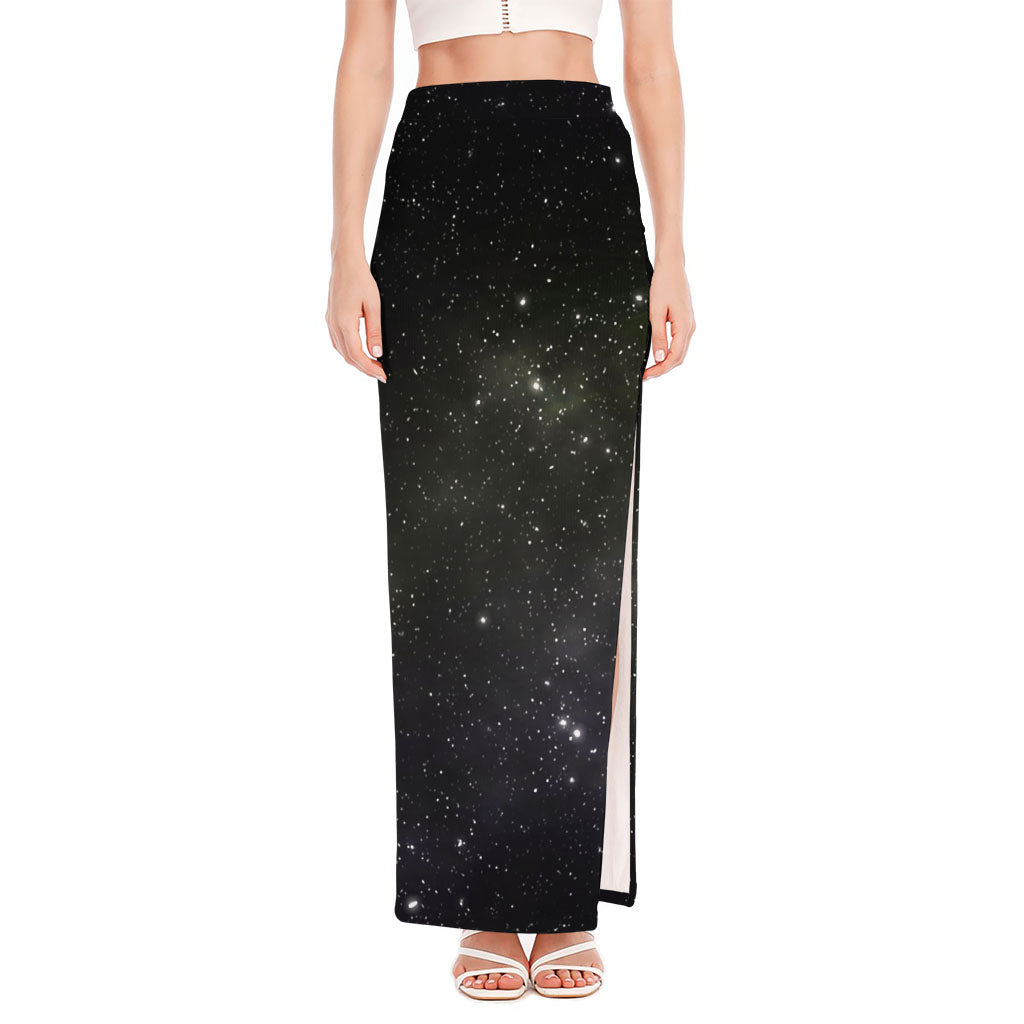 Dark Universe Galaxy Outer Space Print High Slit Maxi Skirt