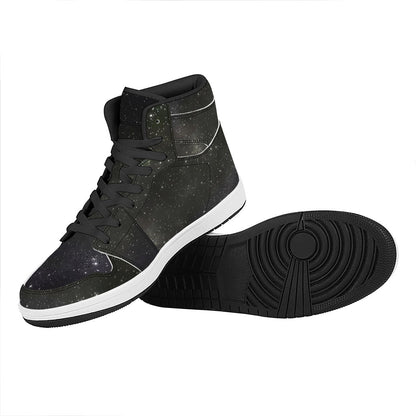 Dark Universe Galaxy Outer Space Print High Top Leather Sneakers