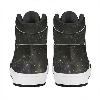 Dark Universe Galaxy Outer Space Print High Top Leather Sneakers