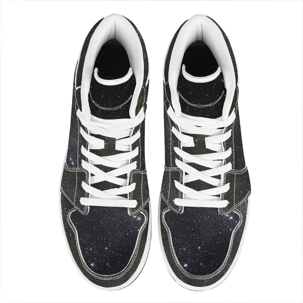 Dark Universe Galaxy Outer Space Print High Top Leather Sneakers