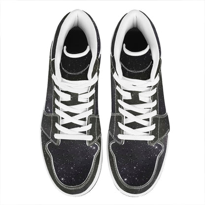 Dark Universe Galaxy Outer Space Print High Top Leather Sneakers