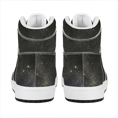 Dark Universe Galaxy Outer Space Print High Top Leather Sneakers