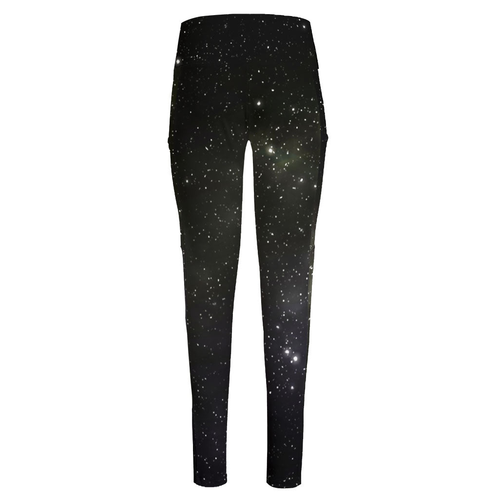 Dark Universe Galaxy Outer Space Print High-Waisted Pocket Leggings
