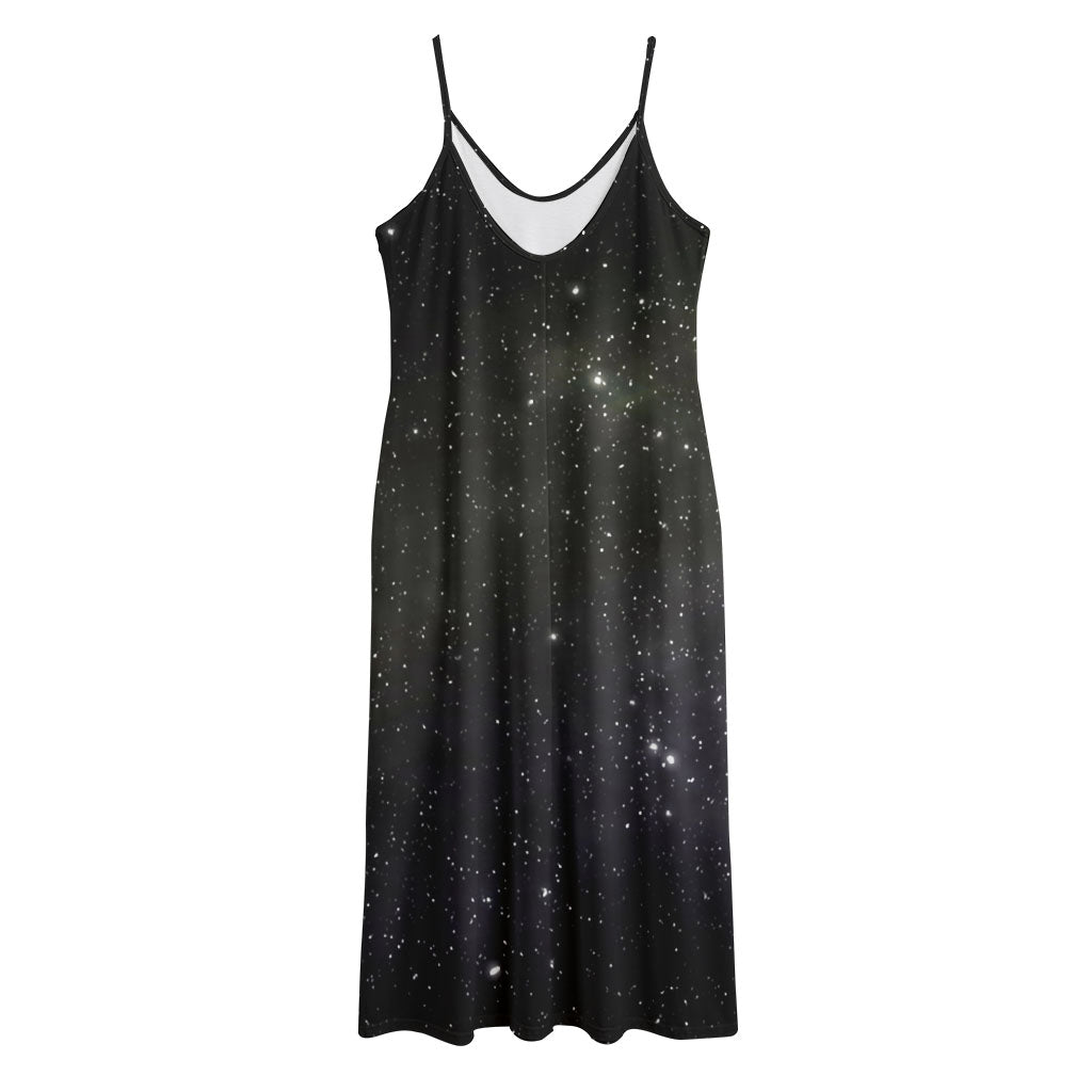 Dark Universe Galaxy Outer Space Print Jersey Midi Cami Dress