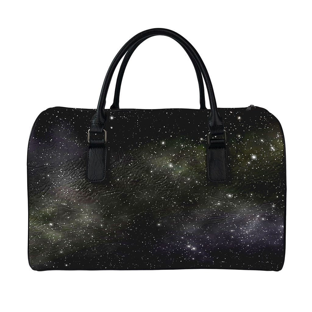 Dark Universe Galaxy Outer Space Print Leather Duffle Bag