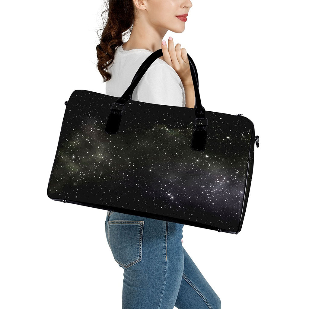Dark Universe Galaxy Outer Space Print Leather Duffle Bag