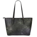 Dark Universe Galaxy Outer Space Print Leather Tote Bag With Zipper