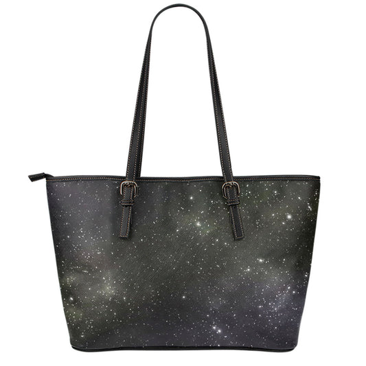 Dark Universe Galaxy Outer Space Print Leather Tote Bag