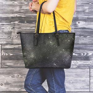 Dark Universe Galaxy Outer Space Print Leather Tote Bag