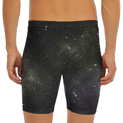 Dark Universe Galaxy Outer Space Print Men's Long Boxer Briefs