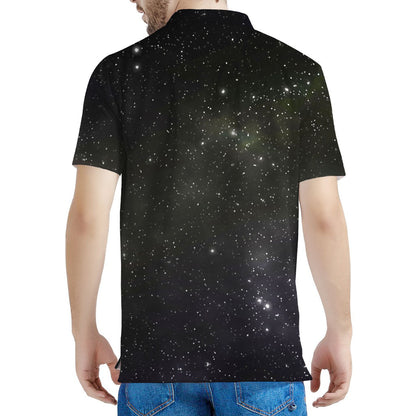 Dark Universe Galaxy Outer Space Print Men's Polo Shirt