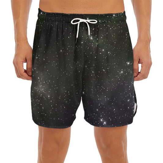 Dark Universe Galaxy Outer Space Print Men's Split Running Shorts