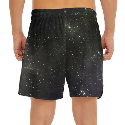 Dark Universe Galaxy Outer Space Print Men's Split Running Shorts