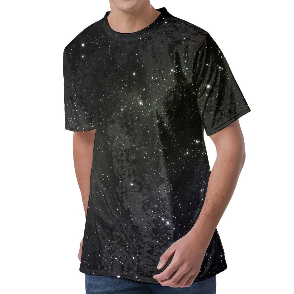 Dark Universe Galaxy Outer Space Print Men's Velvet T-Shirt
