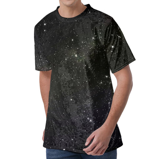 Dark Universe Galaxy Outer Space Print Men's Velvet T-Shirt