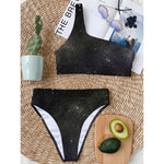 Dark Universe Galaxy Outer Space Print One Shoulder Bikini Top
