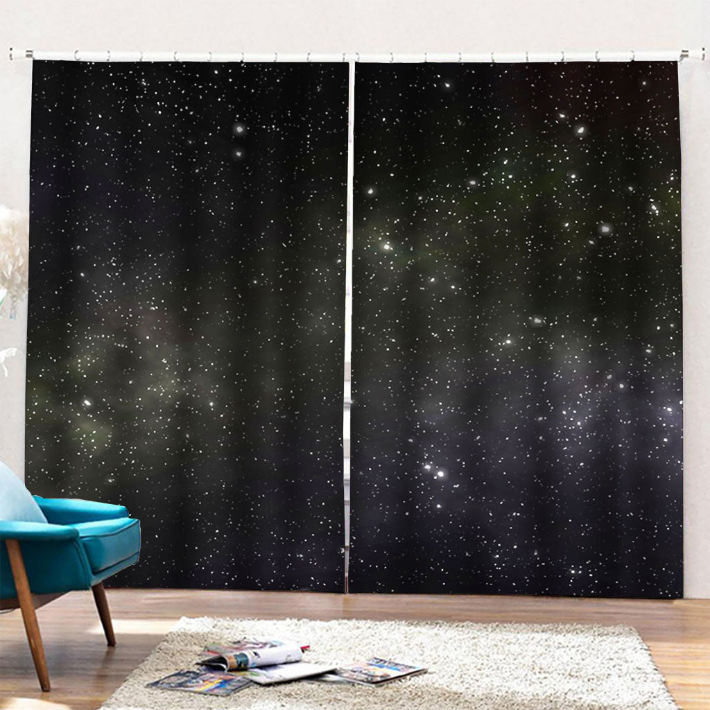 Dark Universe Galaxy Outer Space Print Pencil Pleat Curtains