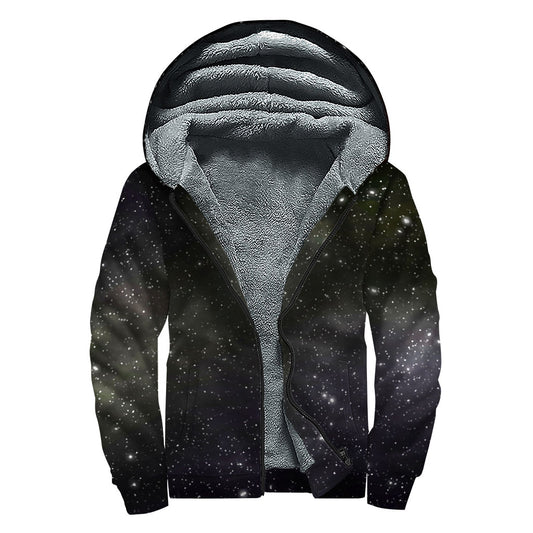 Dark Universe Galaxy Outer Space Print Sherpa Lined Zip Up Hoodie