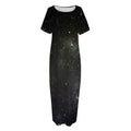 Dark Universe Galaxy Outer Space Print Short Sleeve Long Nightdress