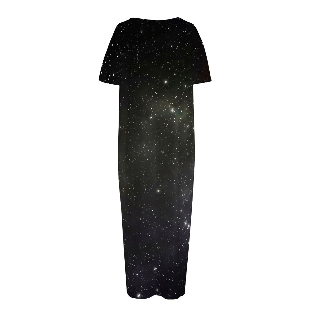 Dark Universe Galaxy Outer Space Print Short Sleeve Long Nightdress