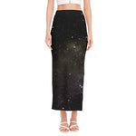 Dark Universe Galaxy Outer Space Print Side Slit Maxi Skirt