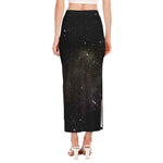 Dark Universe Galaxy Outer Space Print Side Slit Maxi Skirt